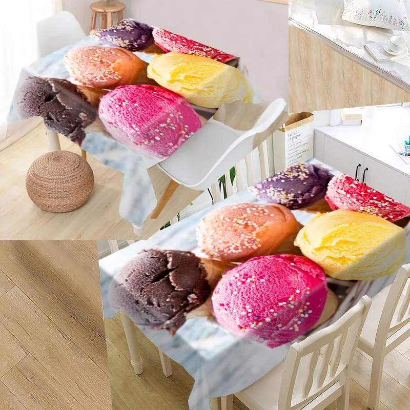 

Sweets Ice Cream Custom Table Cloth Oxford Fabric Rectangular Waterproof Oilproof Table Cover Family Party Tablecloth