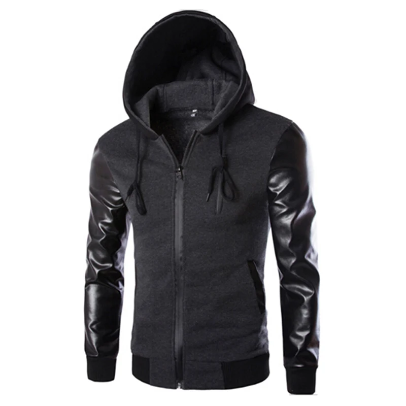 

Leather Jacket Men Turn-down Collar With Hooded Jaqueta De Couro Masculina PU Mens Faux Fur Coats Veste Cuir Homme Motorcycle