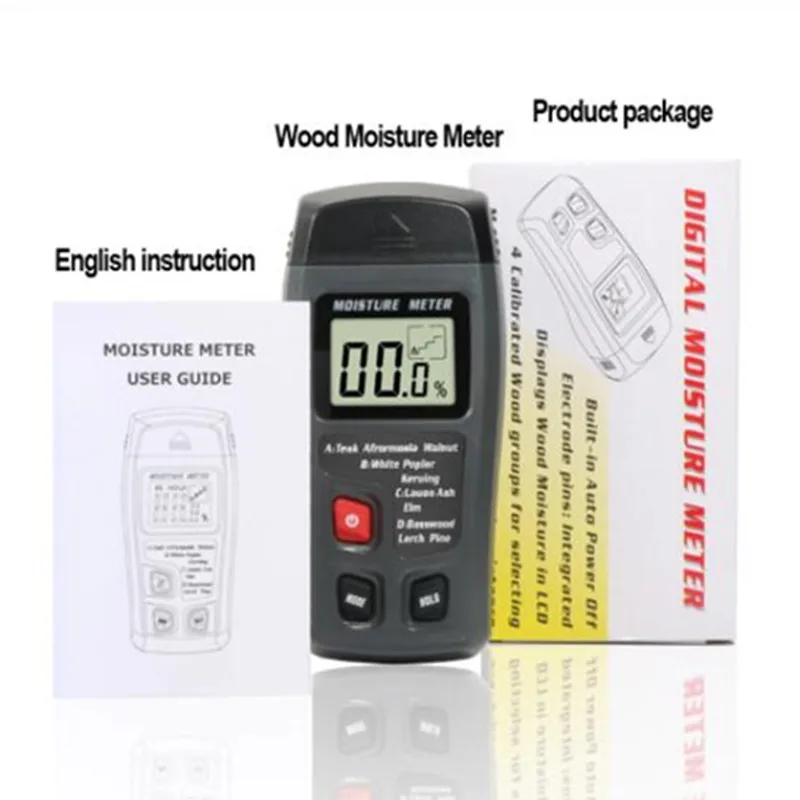 Medidor de humedad de madera MT10, higrómetro, Detector de humedad de madera, dos pines, 0-99.9%, herramientas de medición de densidad de árbol, 40% de descuento