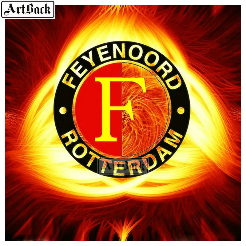 Алмазная картина Feyenoord Роттердам 20x20 см футбольная икона Полная площадь - Цвет: B