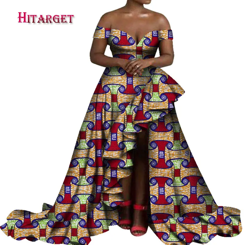 2020 New African Print Sexy Evening Long Dress Dashiki African Party Dresses for Women African Clothes Strapless Dresses WY7229