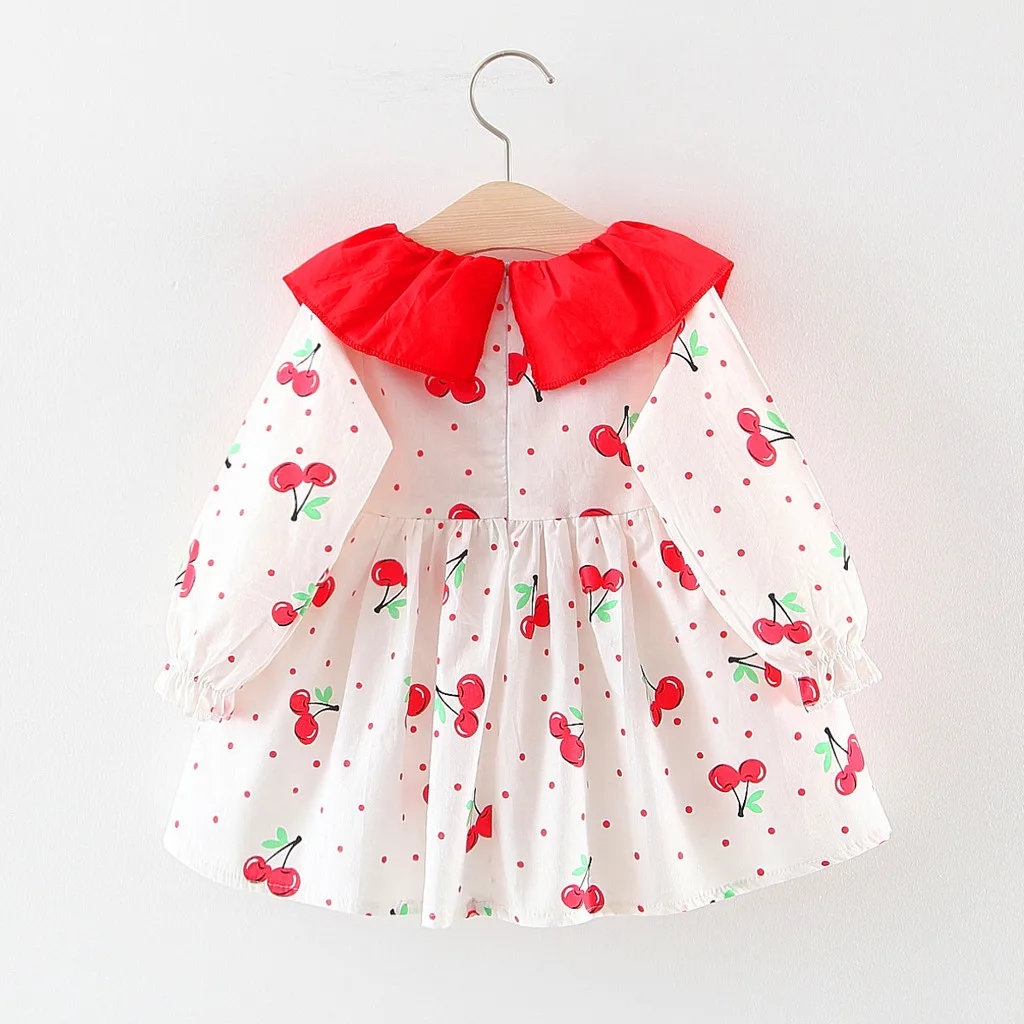 Платье с длинными рукавами для маленьких девочек платье цветочным принтом Vestido