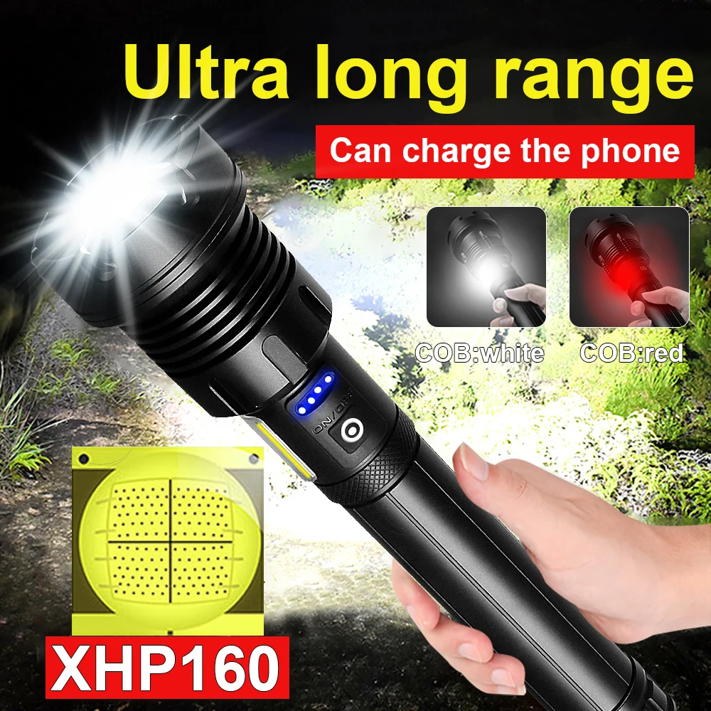 

Супер мощсветильник светодиодный фонарик s XHP160, тактический фонарь, перезаряжаемый фонарик, масштабисветильник емый ручной фонарь 26650, мощн...
