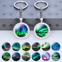aurora northern lights pendant keychain polar lights northern lights trees key ring jewelry gift