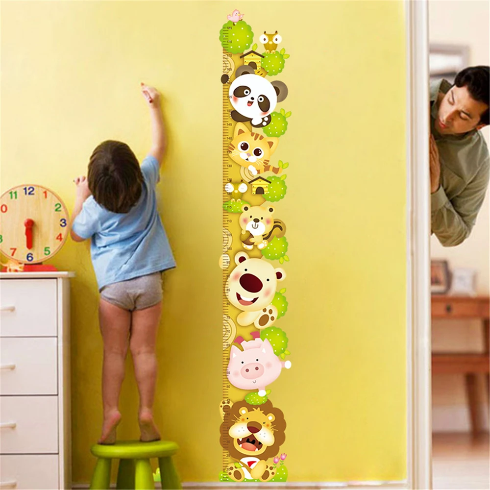 

1 Pc Kids Child Height Chart Measure Wall Stickers Cartoon Animals Climb Tree Vinyl Wallpaper Room Decor Wall Decals Art