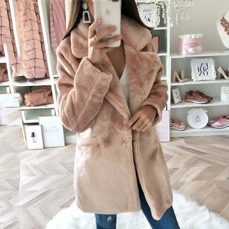 

Warm Winter Coat Women Autumn Faux Fur Coat Female Long Coat Jacket Ladies Thicken Plush Fluffy Jacket Women 2021
