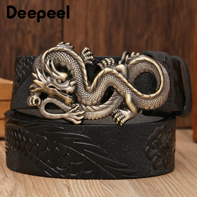 Мужской роскошный ремень из натуральной кожи Deepeel 1 шт. 105 130 см винтажные 3D пряжки