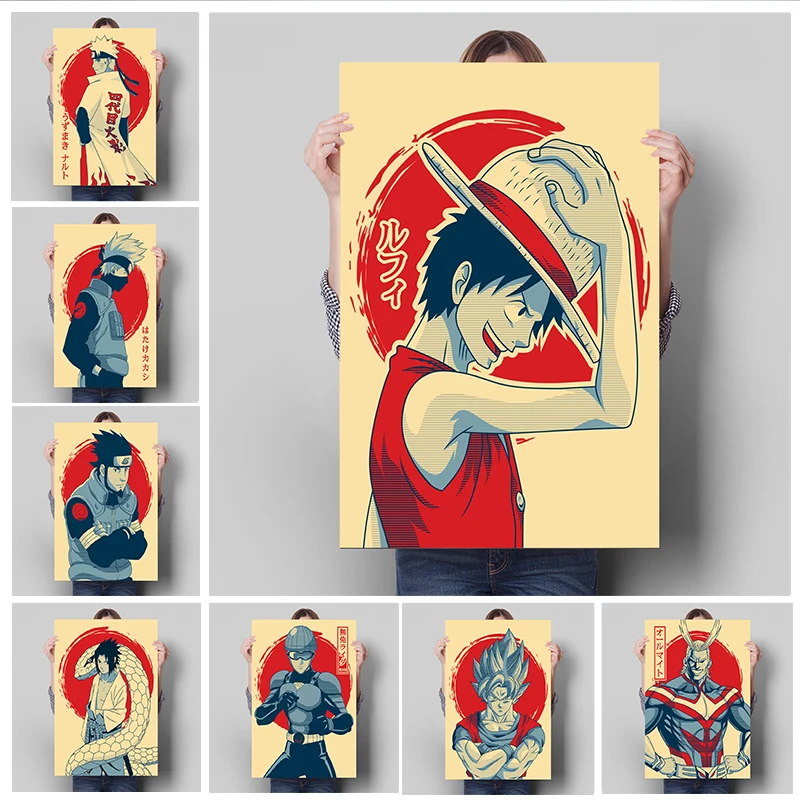 Классические винтажные постеры из японского аниме One Piece Naruto Dragon Ball настенное