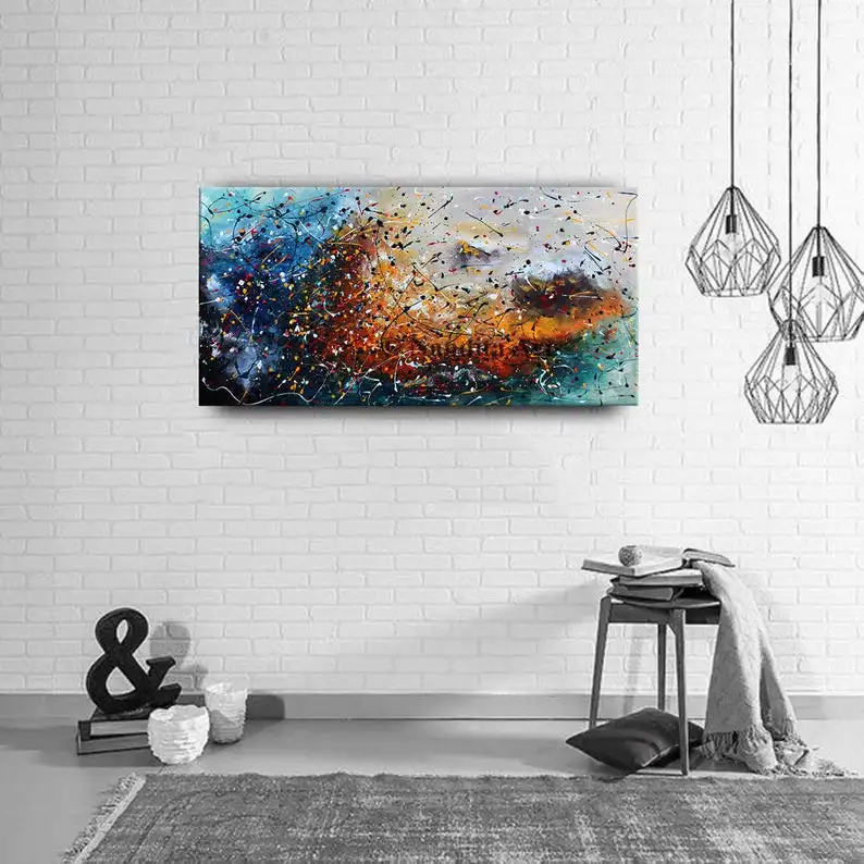 

Jackson Pollack Modern Wall Art Abstract Painting Large Luxury Style Original Art Entryway Wall Decor for Home & Office Nandita