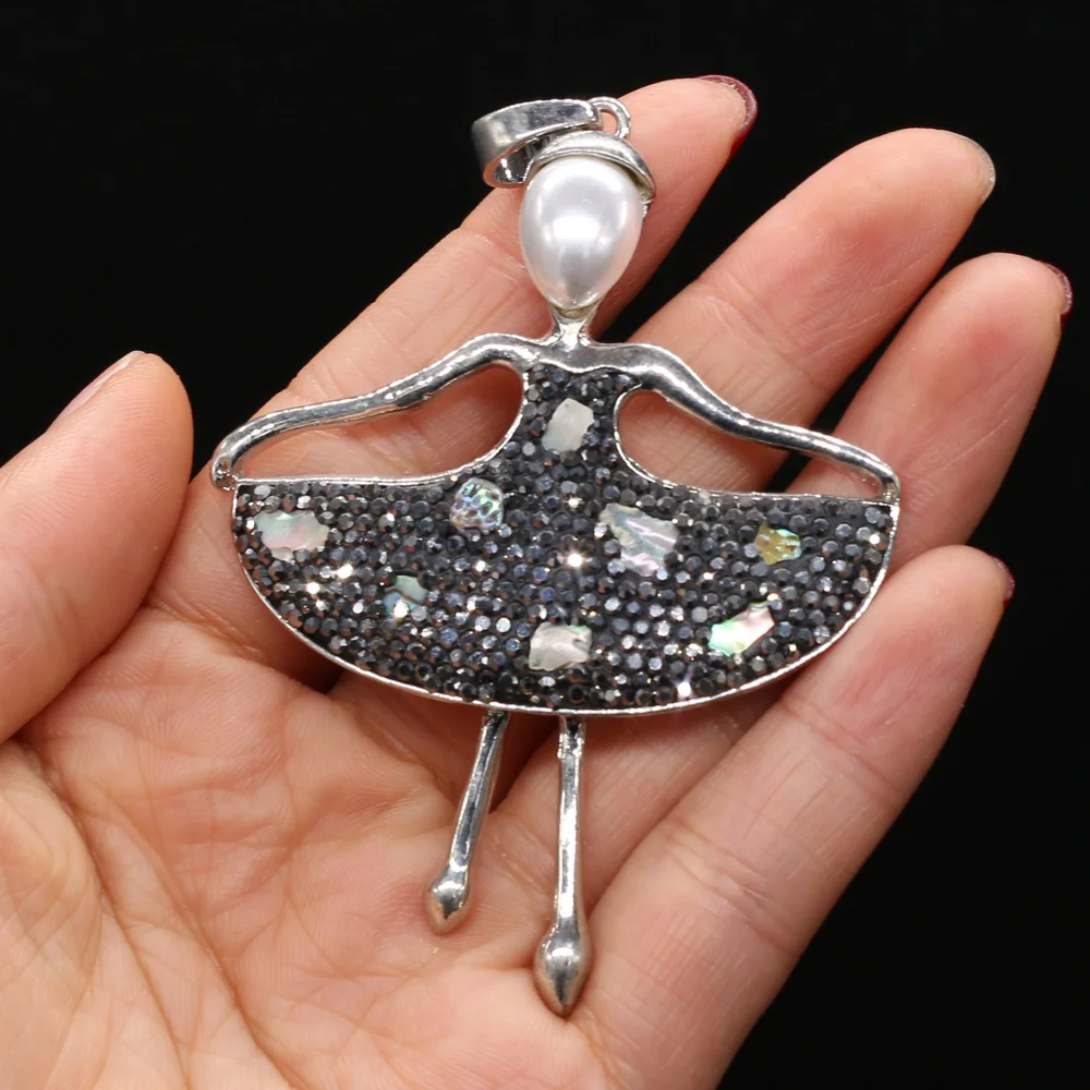 

Natural Gem Stone Female Dancer Necklaces & Pendants Gold plated Metal Pendant for Jewelry Making Necklace Accessories Gift