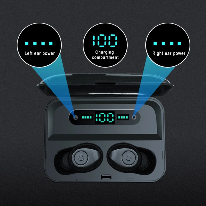 TWS F9 беспроводные наушники Bluetooth v5.0 мини умные сенсорные светодиодный дисплей с