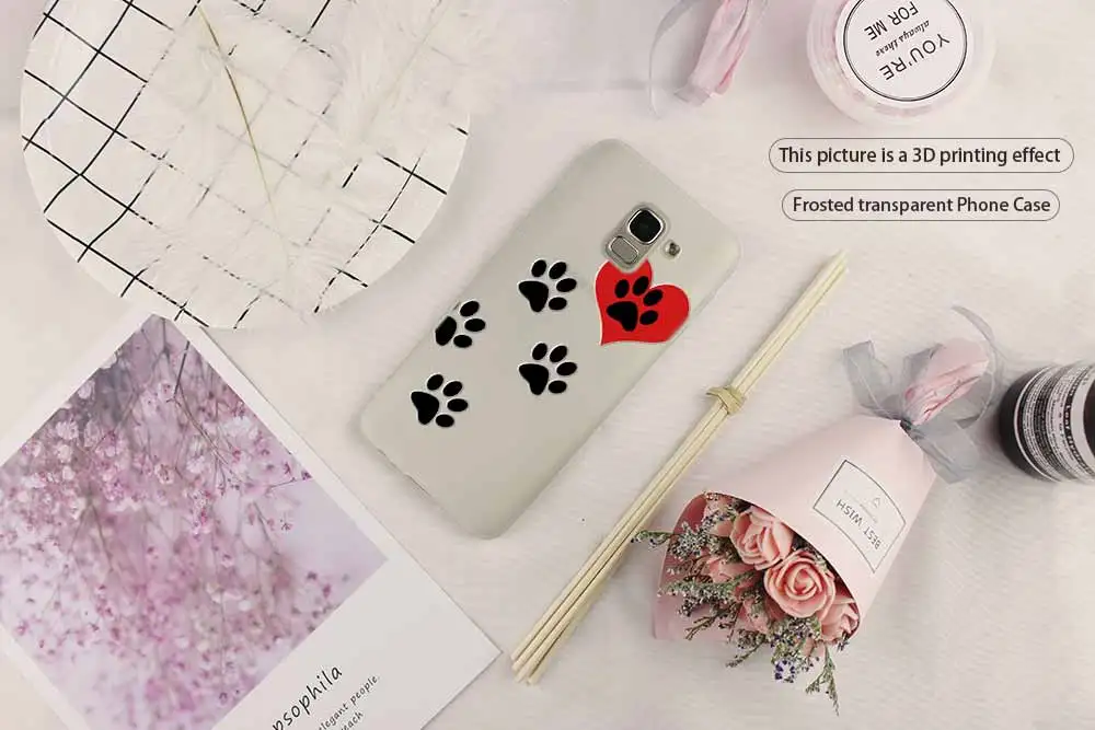 Phone Case For Samsung Galaxy j6 J8 J7 J5 J3 J4 Plus 2018 2017 2016 J610 Prime Soft Coque dog footprint Paw husky | Мобильные