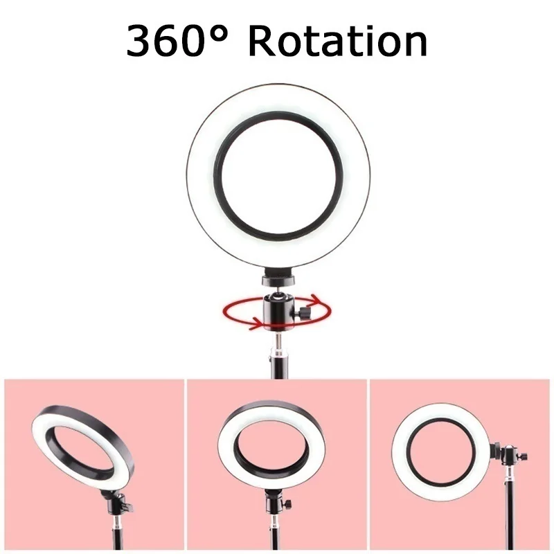 26cm Photography YouTube Video LED Selfie 3style Lighting Dimmable Ring Light Phone Lamp With Tripod Fill | Электроника