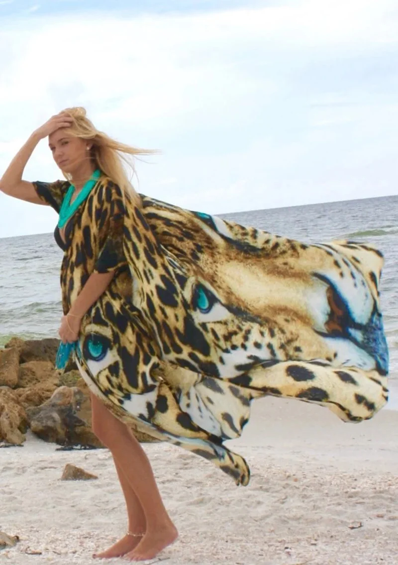 Пляжное кимоно с принтом тигра Fitshinling купальники поясом 2020 длинный кардиган