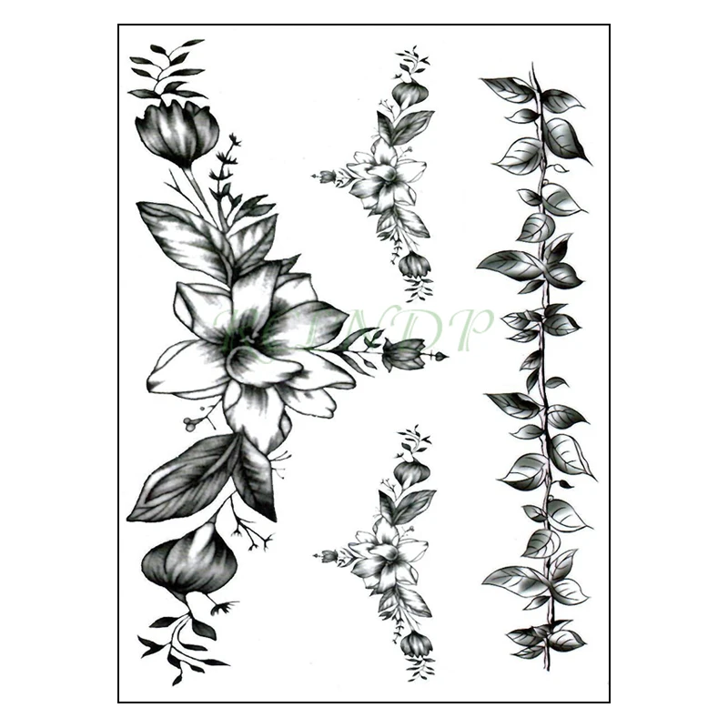 Водонепроницаемый временная татуировка стикер старомодное цветок лист