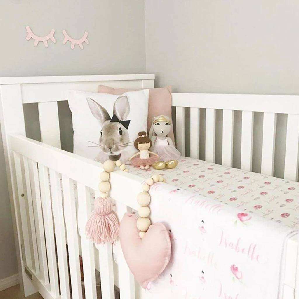 Декор детской кроватки для новорожденных луна звезды деревянные бусины струны