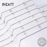 inzatt real 925 sterling silver geometric round star cross waterdrop triangle choker necklace for fashion women fine jewelry