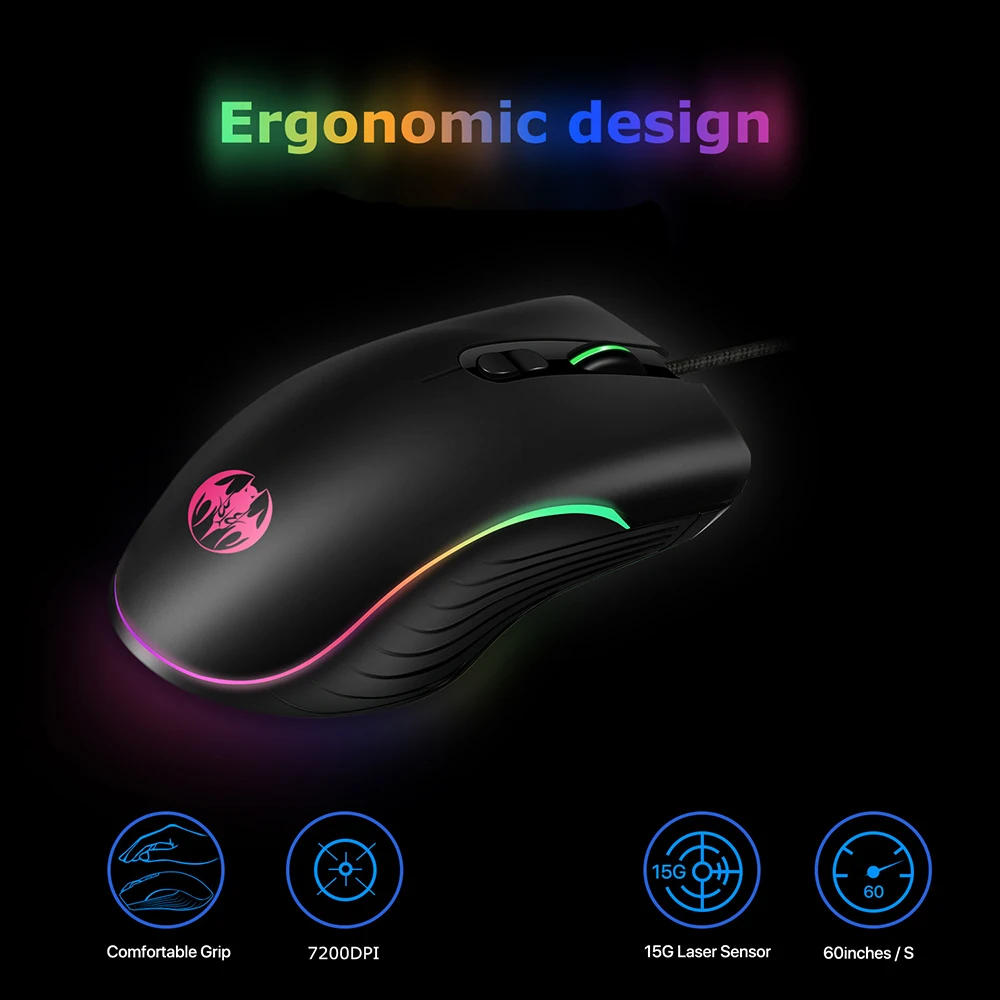 GM06 Проводная игровая мышь USB 7 кнопок 4 уровня регулировки скорости 7200 Точек на