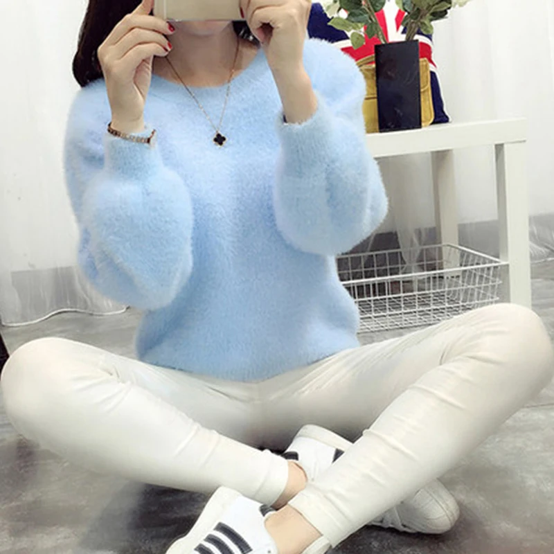 Sweater Women Pull Femme Winter Warm Sweaters Mohair Clothes 2020 Jumper Christmas Pull Fluffy Sweater Fuzzy Fur Korean Cashmere cardigan for women