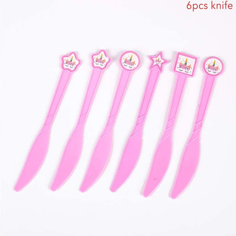 6pcs Knife Радуга Единорог обертки для кексов торт Топпер Единорог День Рождения украшения для торта для вечеринки детский душ Единорог вечерние принадлежности - Цвет: 6pcs Knife