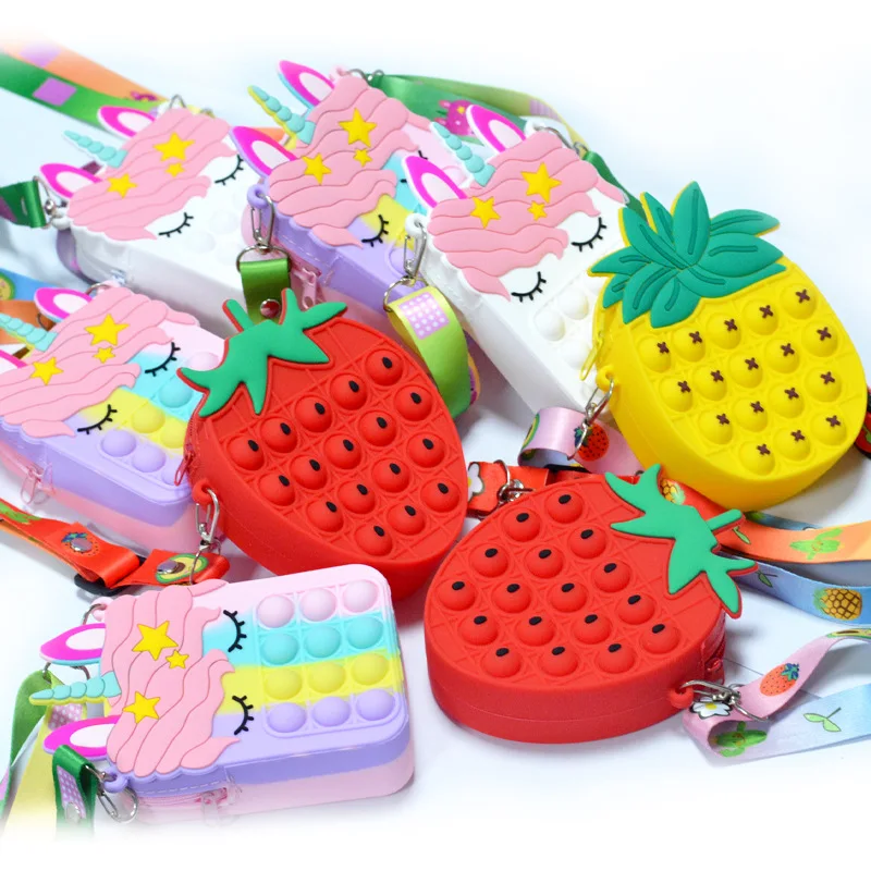 

Simple Dimple Christmas Bags for Children Christmas Gift Toy Push Bubbles Toy Rainbow Coin Purse Wallet Bag Fashion Fidget Toys