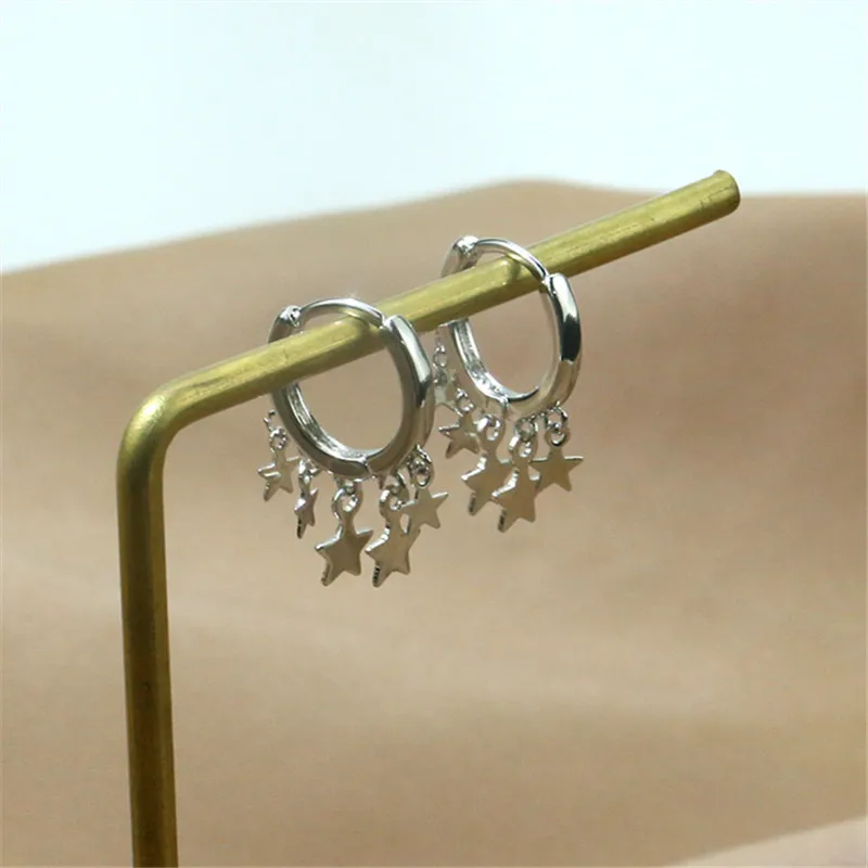 Женские серьги гвоздики со звездой из стерлингового серебра 925