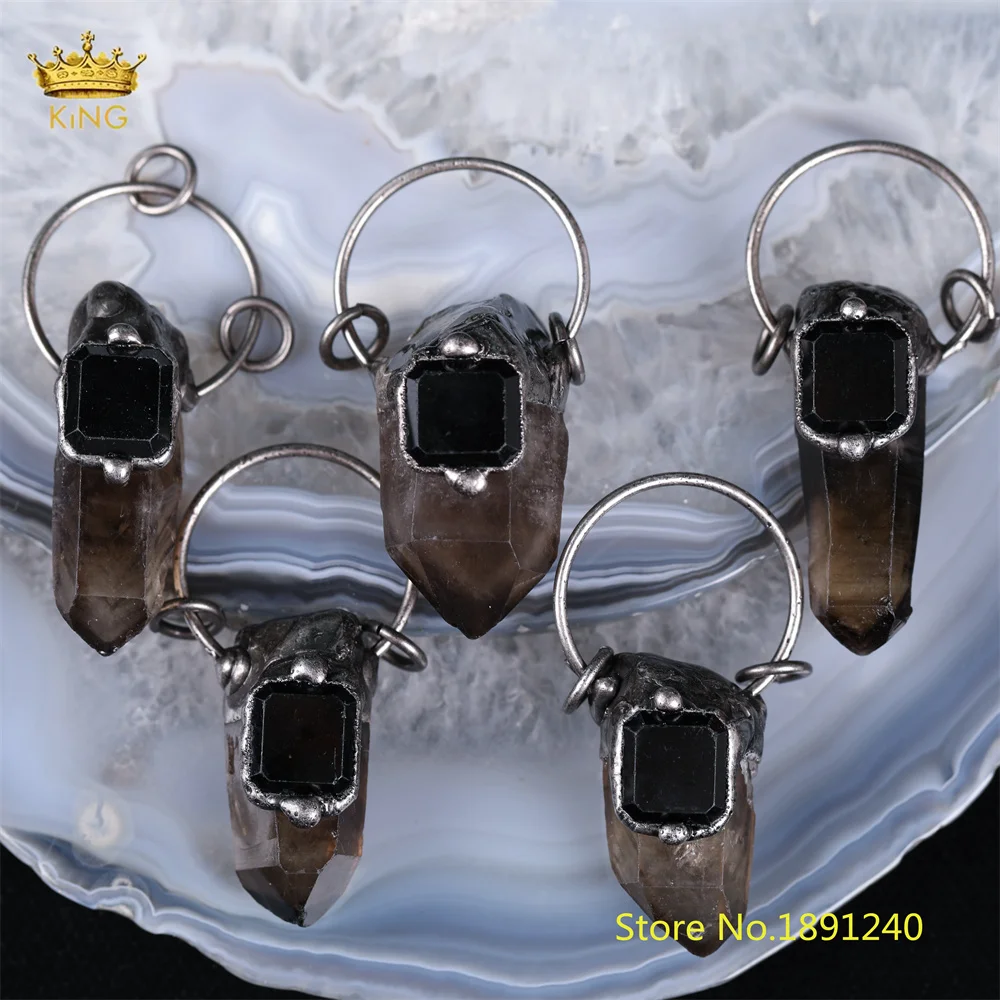 

5 шт., подвеска из натурального дымчатого кварца в античном стиле