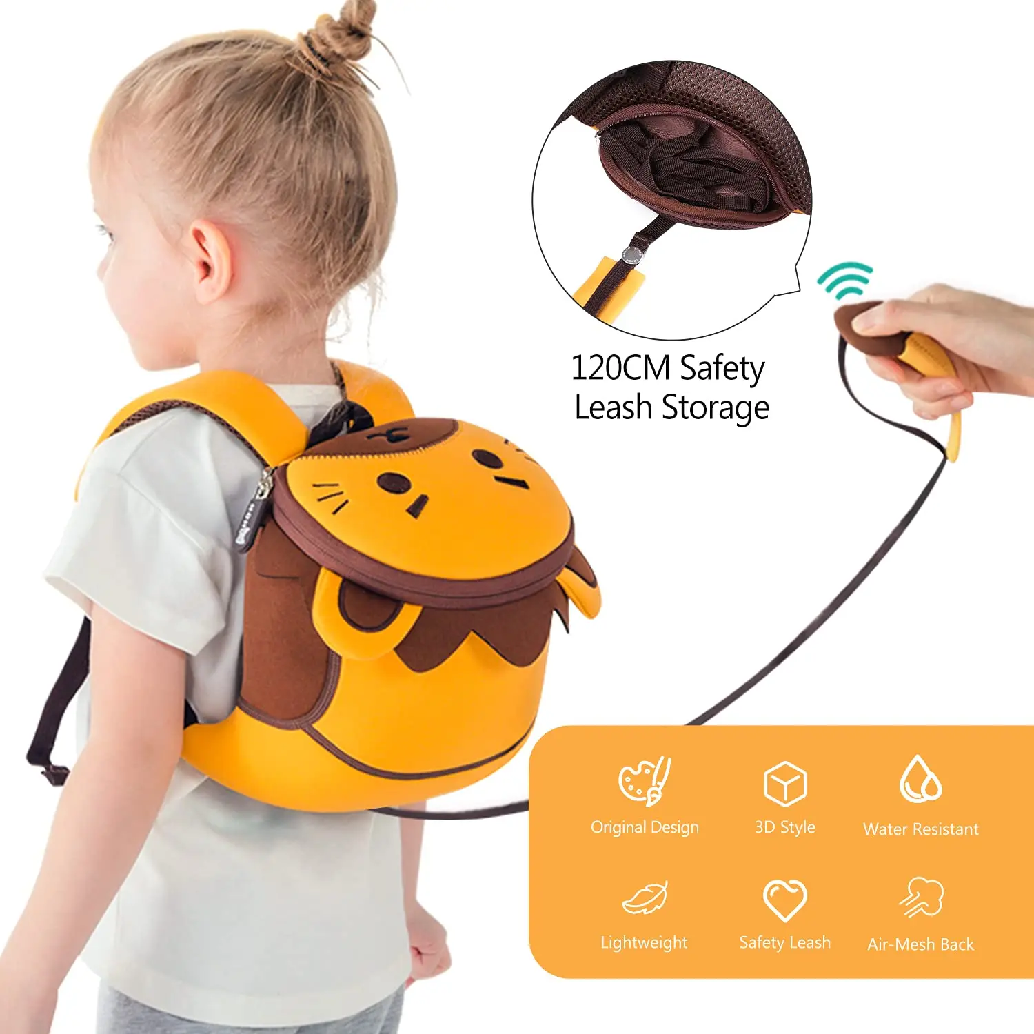 NOHOO Kids Backpacks with Safety Leash 3D Cartoon Animal Children School Bags Anti-lost Toddler Preschool for Boys Girls