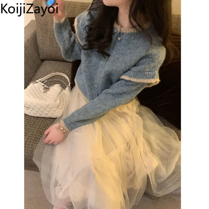 

Koijizayoi Vintage Women Cardigan Autumn Winter Jumpers Thick Warm Kardigans Ruffles Solid Outwear Sweet Cardigans 2022 New
