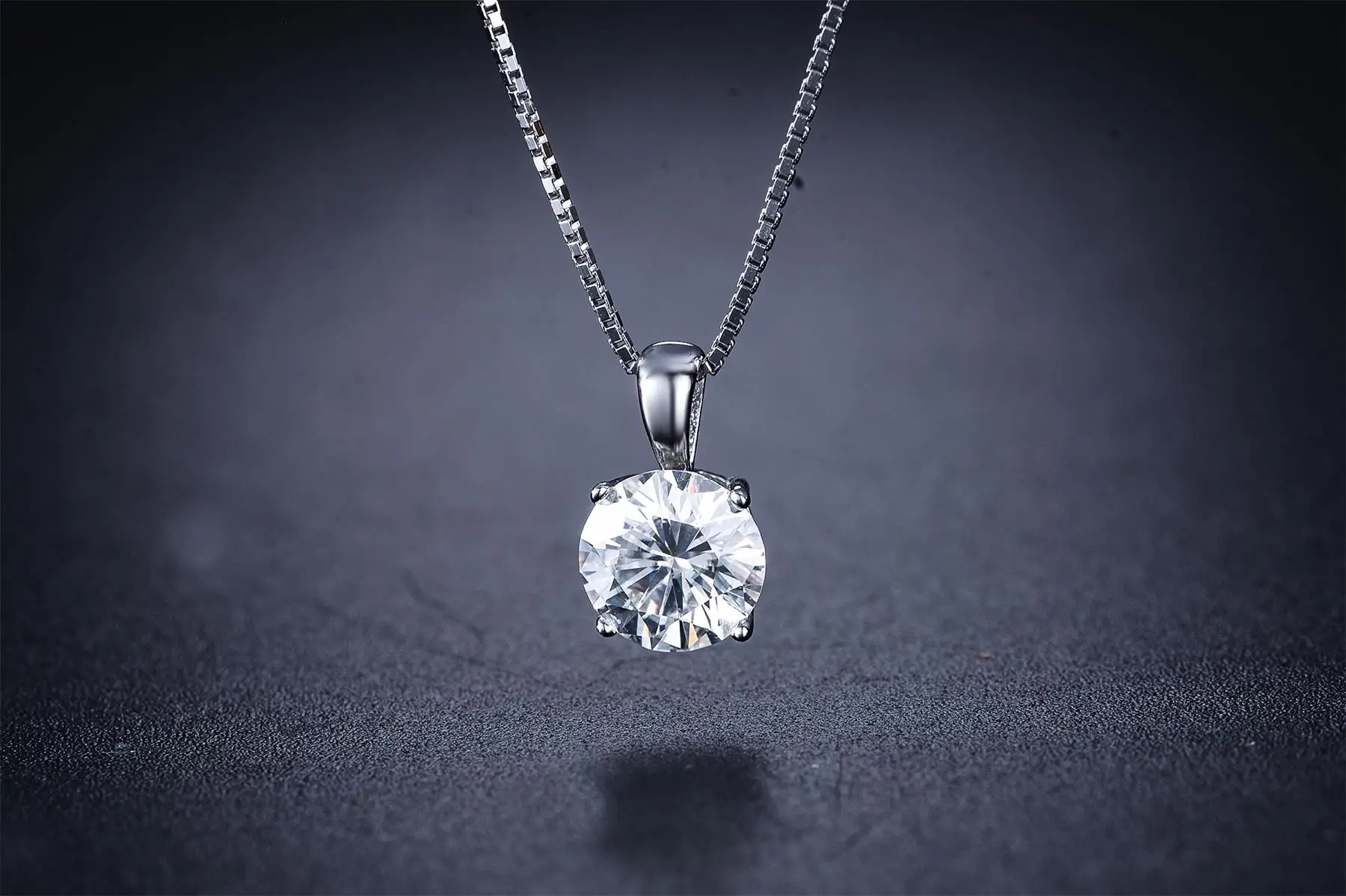 Kkmall магазин круглые серебряные подвески Moissanite 1.00ct Роскошные Подвески Moissanite серьги-гвоздики Moissanite ожерелья