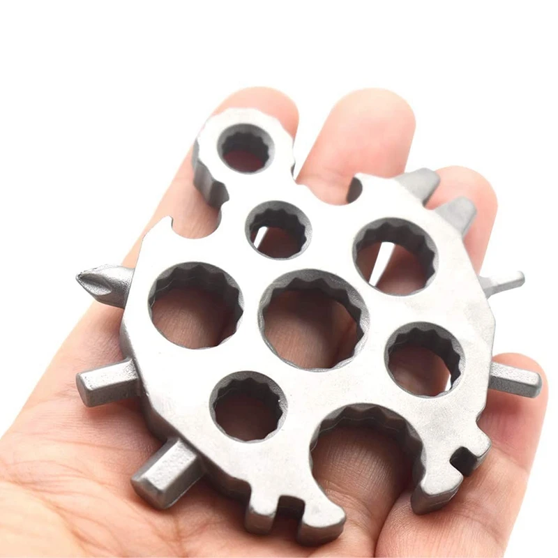 

2Pcs 20-In-1 Tool Card Combination Outdoor Household Multifunctional Turtle Octagonal Snowflake Wrench