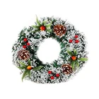 Рождественский венок, украшение, гирлянда с красными ягодами, сосновые шишки, 20 см30 см40 см, красивый и пухлый, зимний, для дома, входной двери, LH