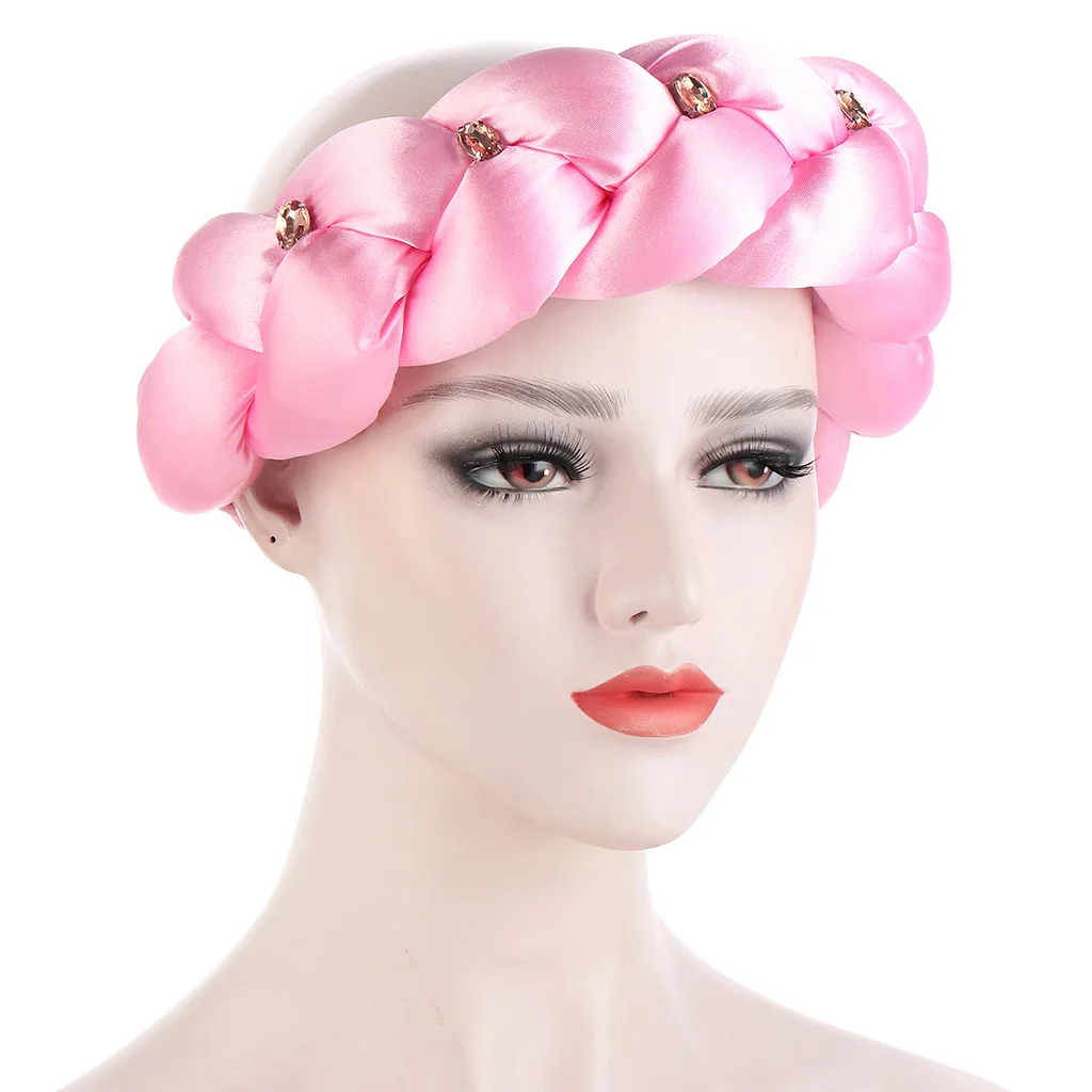 

Fashion Ladies Headscarf New Diamond Sponge Headband Head Wrap Hair Accessories Sponge Twist Braid Wedding 2022 African Clothing