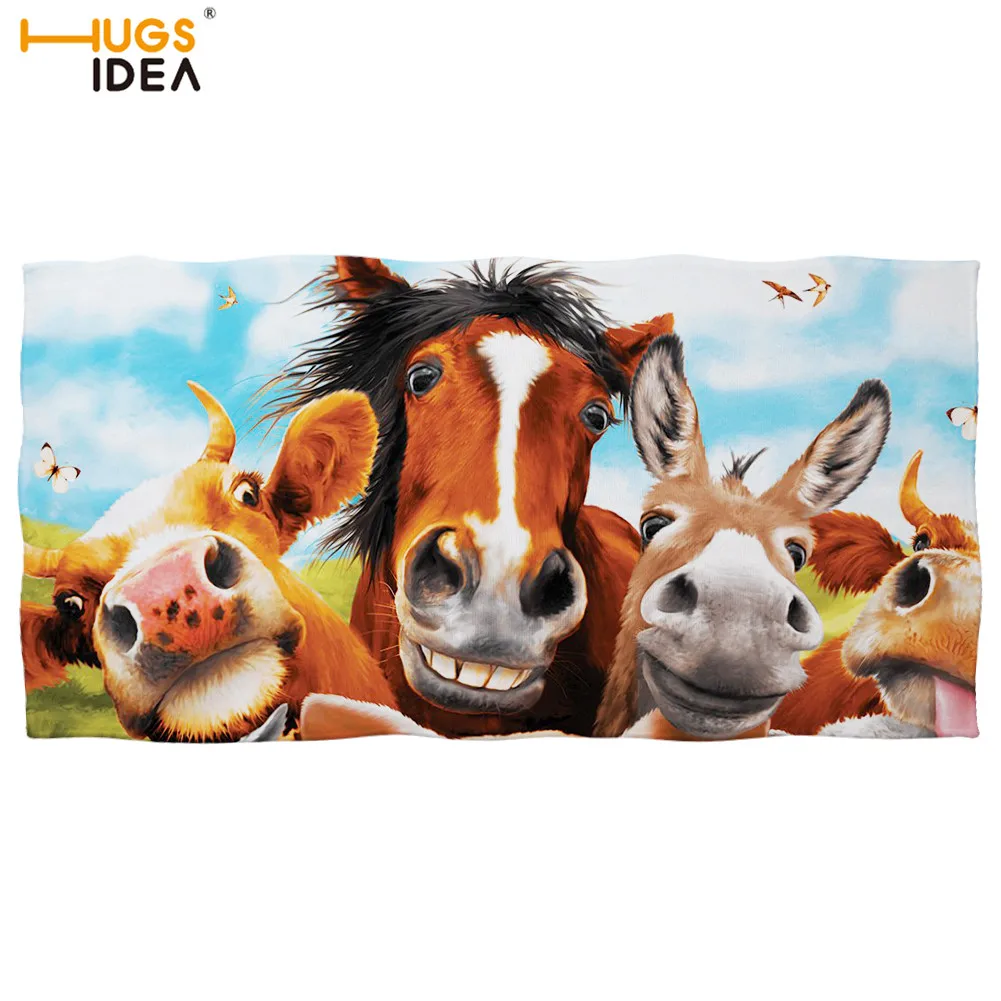 HUGSIDEA полотенце для душа с принтом милой лошади/коровы/осла зум животное селфи