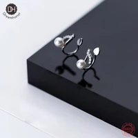 dreamhonor 925 sterling silver simple synthetic pearl ear clip earrings for girls gifts jewelry smt705