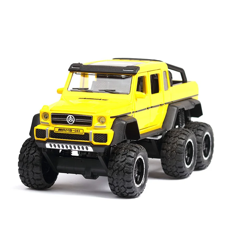 Yellow 6X6 1:28 литье под давлением FORD RAPTOR f150 SUV металлическая модель автомобиля игрушечные колеса сплав автомобиль звук и светильник оттягивающийся автомобиль мальчик малыш игрушки vw модель - Цвет: Yellow 6X6