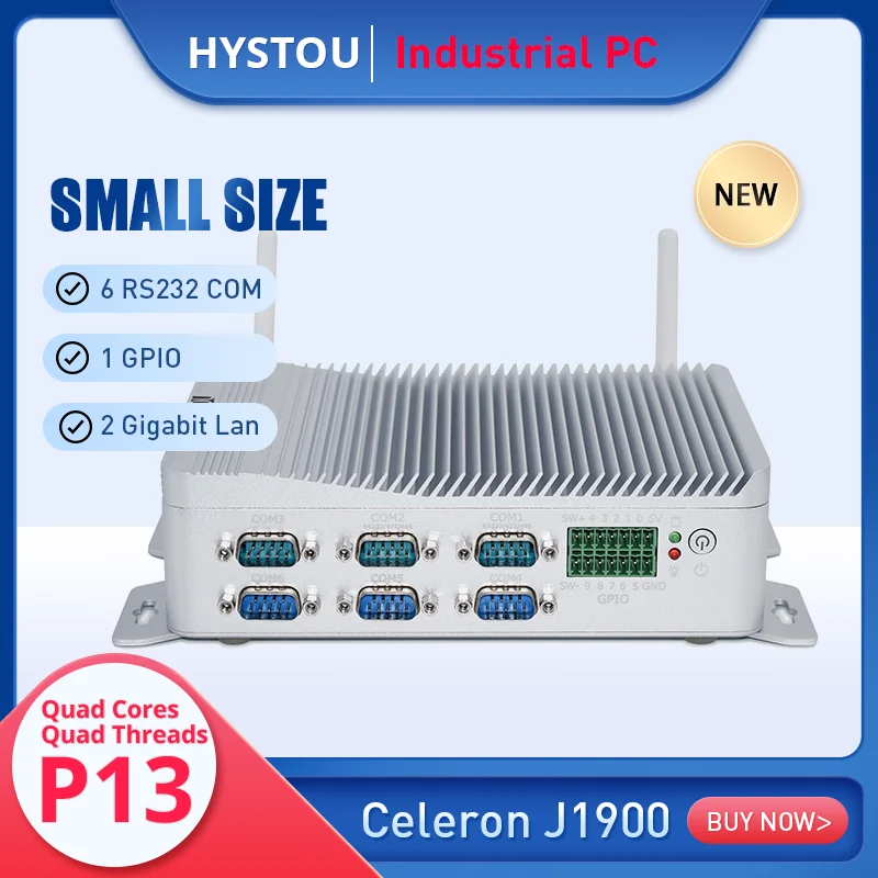 HYSTOU промышленный компьютер Celeron J1900 RS422/485 COM с GPIO ddr3 2 intel lan настольные компьютеры