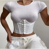 2020 womens corset waist belt solid color black white sexy wide elastic tie bodycon waspie belt