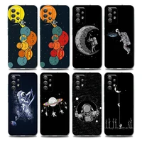 cute cartoon funny spaceman clear phone case for samsung a01 a02s a11 a12 a21 s a31 a41 a32 a51 a71 a42 a52 a72 soft silicon