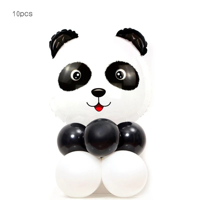 panda set 2 Мультяшные панды алюминиевые шары в черный горошек латексные со звездой покрытые фольгой шары Дети День рождения ребенок душ животные их вечерние украшения - Цвет: panda set 2