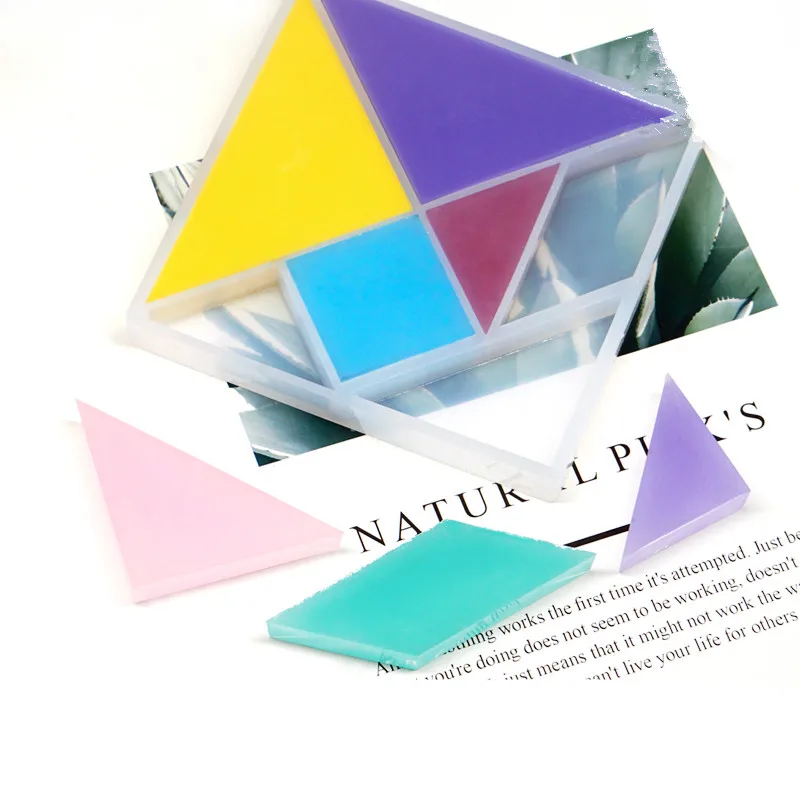 DIY Tangram головоломка форма геометрии силиконовая помадка для шоколадного торта