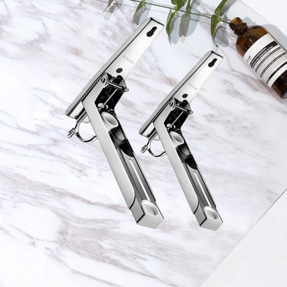 

2pcs Thicken Stainless Steel Support Frame Steel Foldable Stretch Shelf Rack Microwave Oven Wall Mount Bracket with Hook (Silver