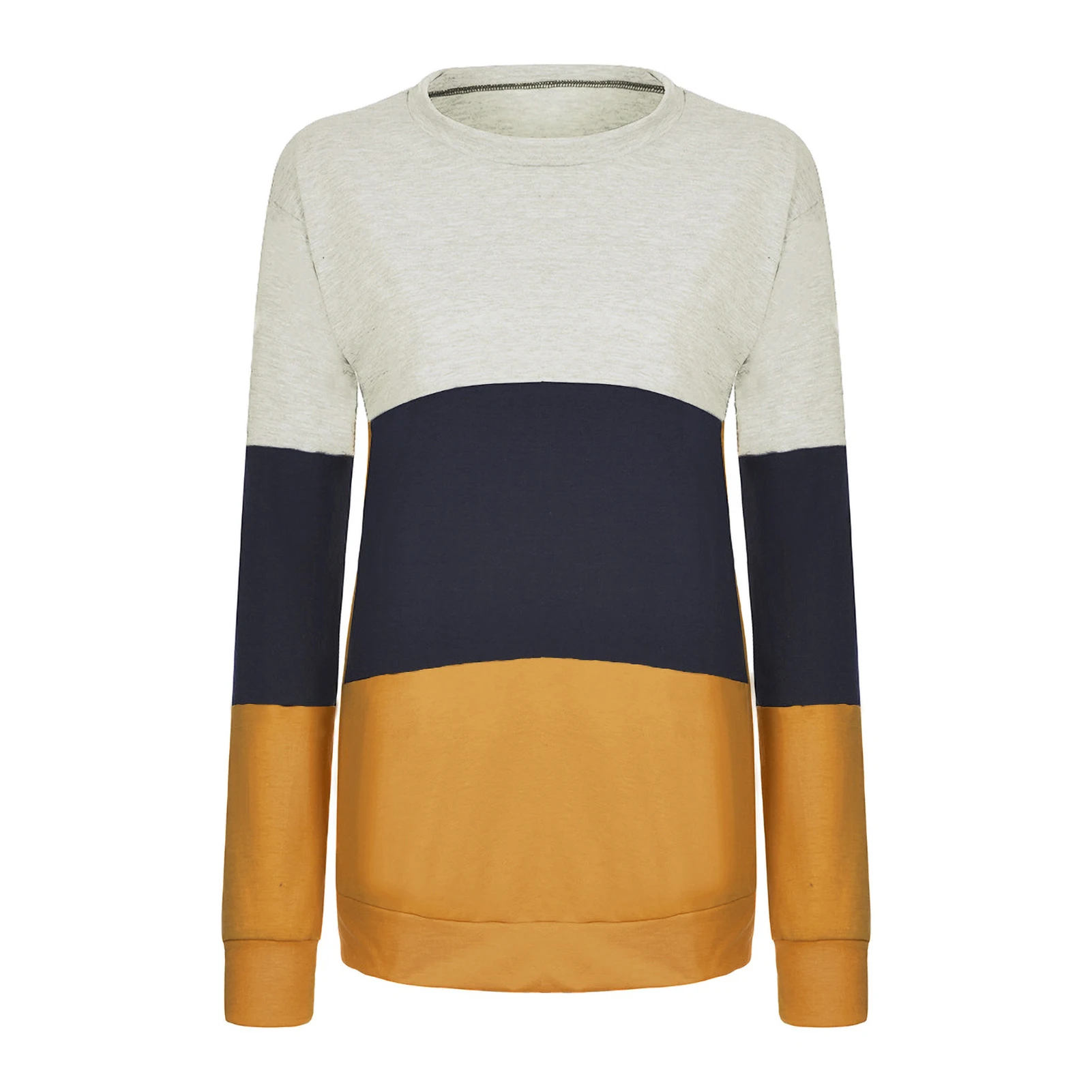 

Autumn Fashion Women Sweater Women Patchwork Striped Long Sleeve Pullover O Neck Warm Block Stitching color top