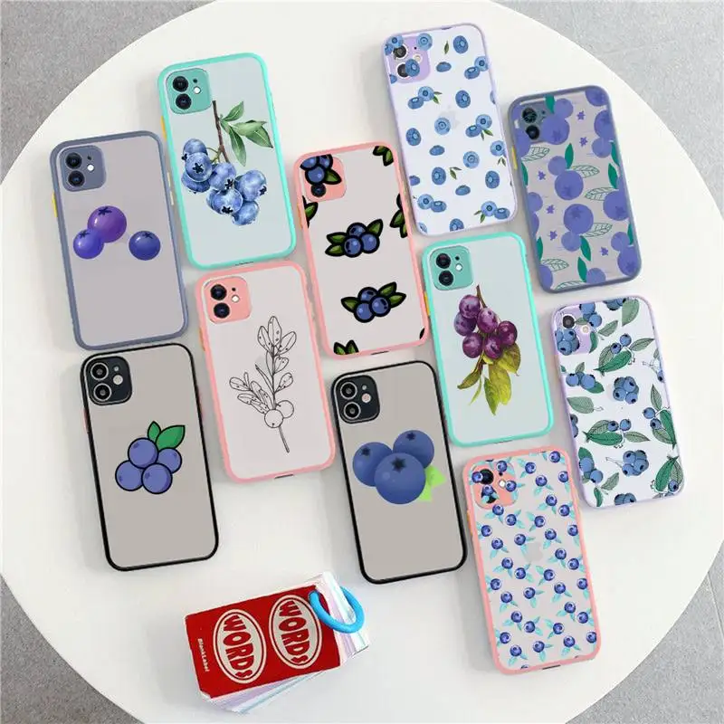

Babaite Small Berry Blueberry Fruit Phone Case for iPhone X XR XS 7 8 Plus 11 12 pro MAX Translucent Matte Shockproof Case