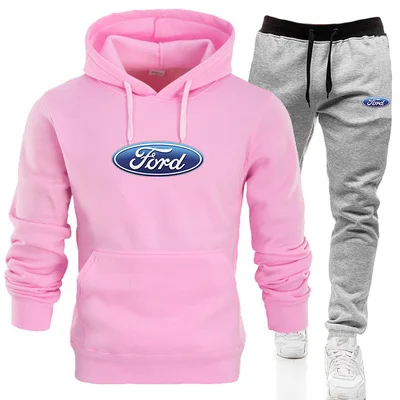 

2021 Spring Autumn New Ford Logo Casual2 Pieces Sets Tracksuit Men Hooded Sweatshirt+pants Hoodie Sportwear Suit