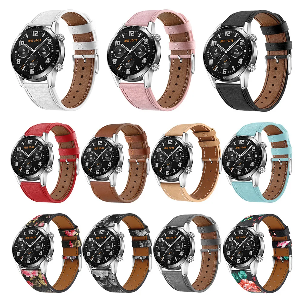 

Leather Printing Strap for Huawei Watch GT/GT 2/GT 2e/GT 2 Pro Luxury 22mm Universal Soft Watchbands for Honor Magic 2 46mm New