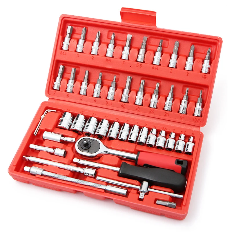 Инструмент для ремонта автомобиля 46 шт. 1/4 дюймовый набор гнезд инструмент