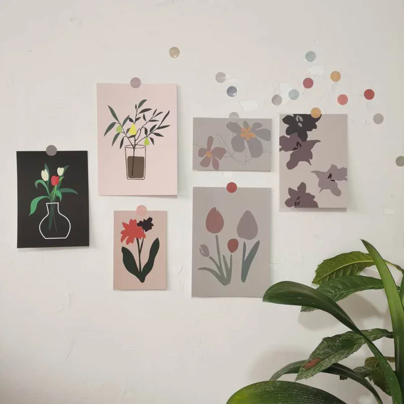 3 листа ваза-Тюльпан Morandi цветное украшение Набор открыток корейские