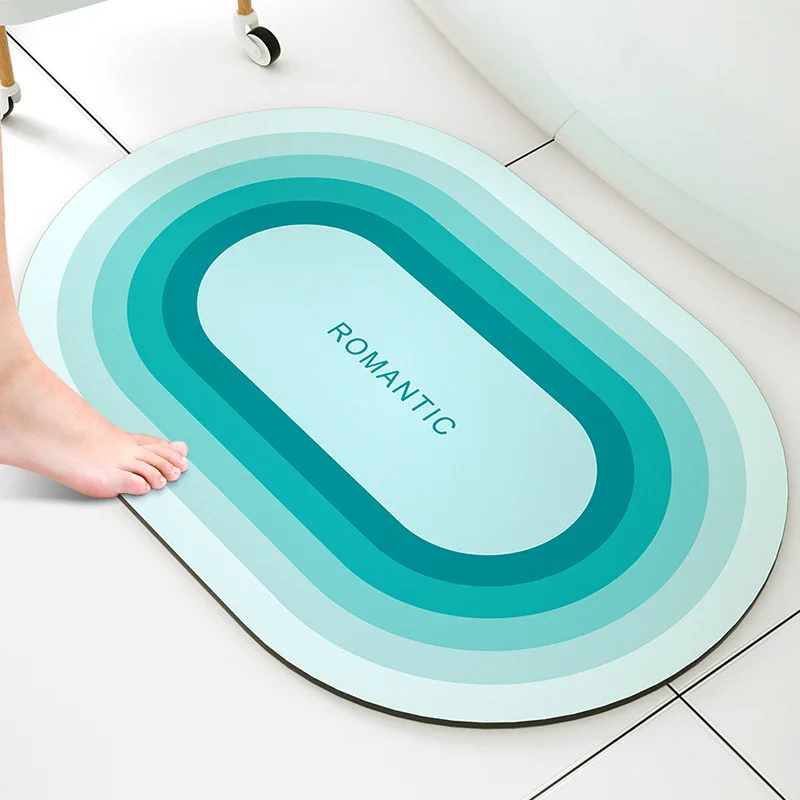 

Nordic Style Oval Kitchen Shower Rug Diatom Mud Bathmat Entrance Doormat Rubber Non-Slip Absorb Toilet Bathroom Rugs Carpet Mat