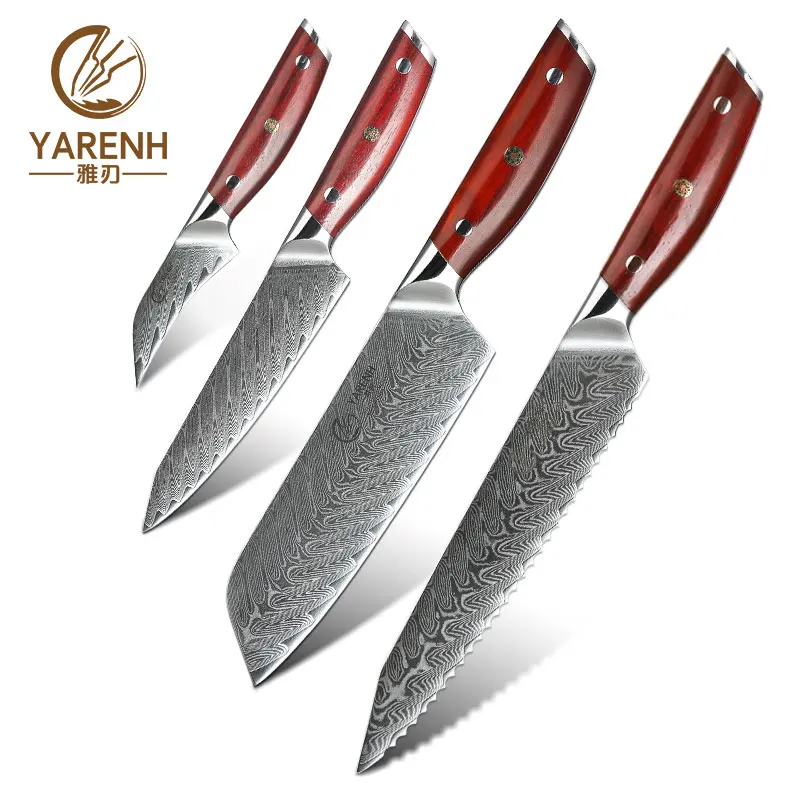 KTF - MRWG - 4P Yarenh набор ножей 5 шт.- японские ножи кухонные из 67 слой vg10 дамасская сталь- острый нож дамаск высокого качества - Цвет: KTF - MRWG - 4P